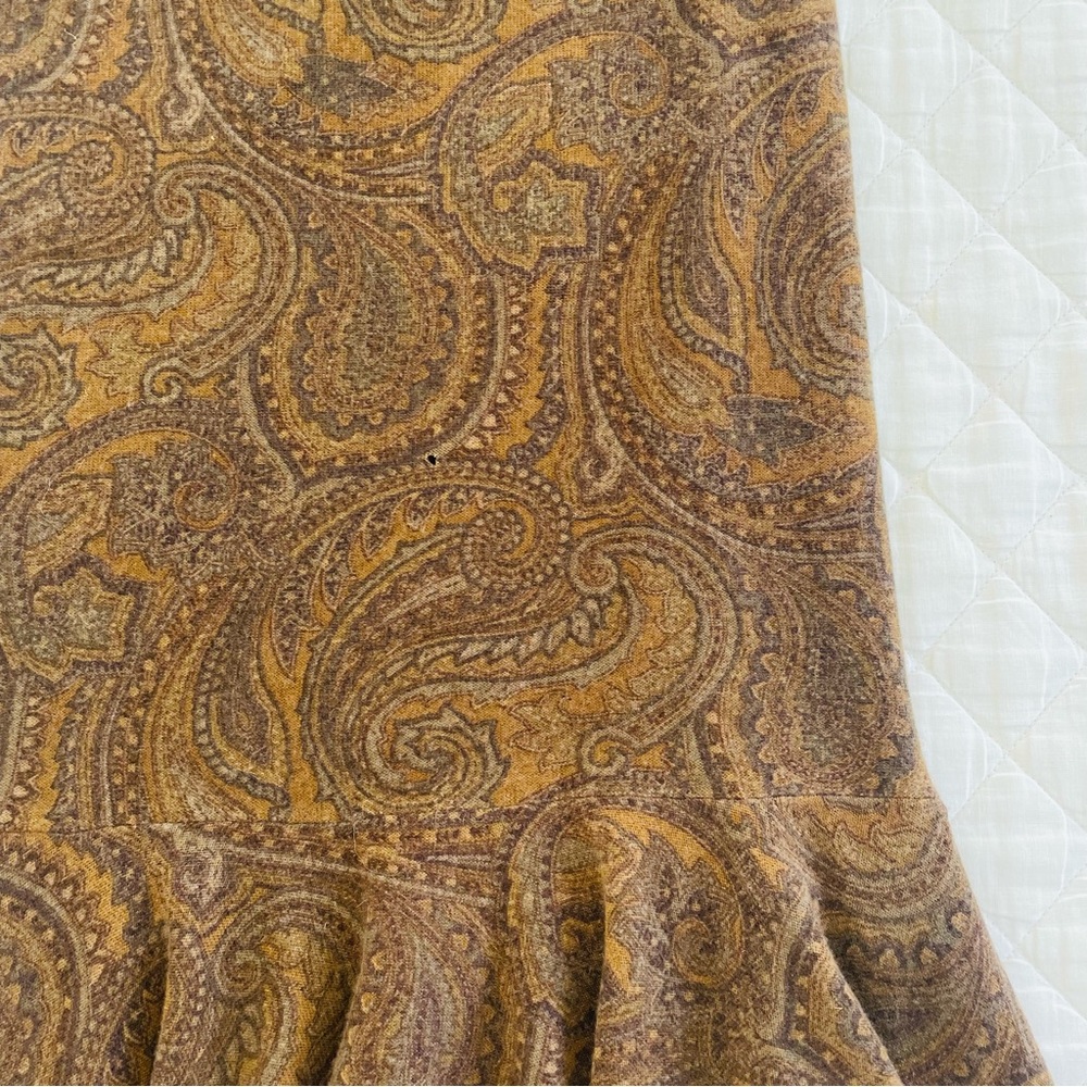 Vintage Ralph Lauren 100% Cashmere, 100% Silk Lined, Mermaid Paisley Skirt - Picture 5 of 8